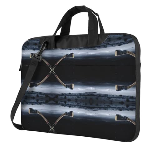 RTCVXZDSA Hockeyschläger Stilvolle Laptoptasche mit Volldruck-Design – leichte und schützende 600D Oxford Polyester Tasche mit weichem Futter, perfekt für Arbeit, Reisen und Schule, Schwarz , 13 inch von RTCVXZDSA