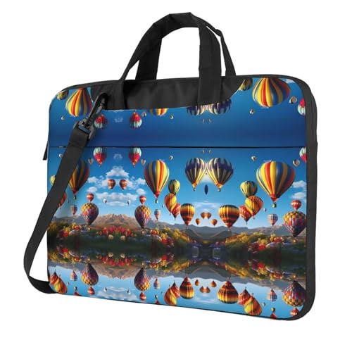 RTCVXZDSA Hot Air Balloons Stilvolle Laptoptasche mit Volldruck-Design - Leichte und schützende 600D Oxford Polyester Tasche mit weichem Futter, perfekt für Arbeit, Reisen & Schule, Schwarz , 14 inch von RTCVXZDSA