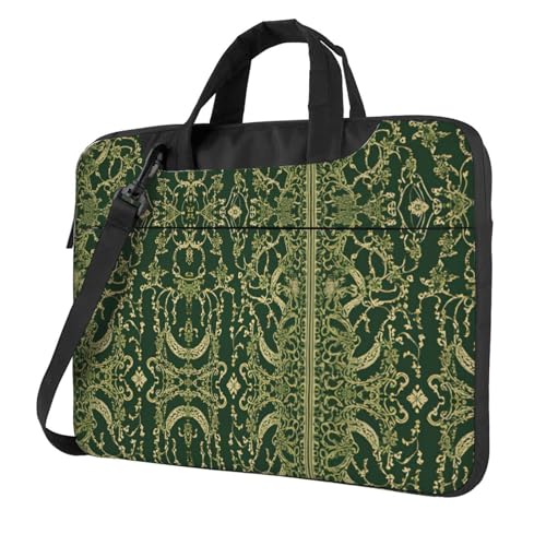 RTCVXZDSA Hunter Green Floral Petals Pattern Stilvolle Laptoptasche mit Volldruck-Design – leichte und schützende 600D Oxford Polyester Tasche mit weichem Futter, perfekt für Arbeit, Reisen und Schule von RTCVXZDSA