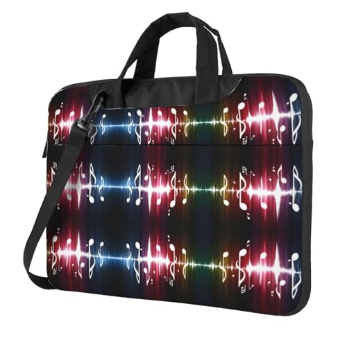RTCVXZDSA Jumping Musical Notes Stilvolle Laptoptasche mit Volldruck-Design – leichte und schützende 600D Oxford-Polyester-Tasche mit weichem Futter, perfekt für Arbeit, Reisen und Schule, Schwarz von RTCVXZDSA
