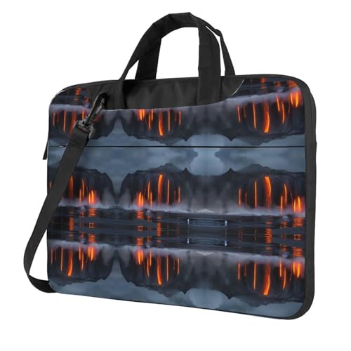 RTCVXZDSA Kilauea Volcano Stilvolle Laptoptasche mit Volldruck-Design, leichte und schützende 600D Oxford Polyester Tasche mit weichem Futter, perfekt für Arbeit, Reisen und Schule, Schwarz , 13 inch von RTCVXZDSA