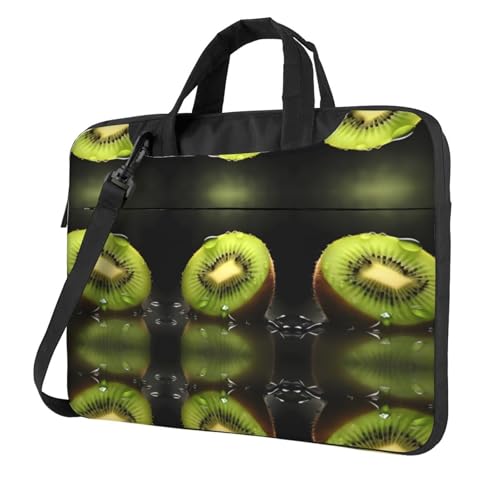 RTCVXZDSA Kiwi Slice Stilvolle Laptoptasche mit Volldruck-Design - Leichte und schützende 600D Oxford Polyester Tasche mit weichem Futter, perfekt für Arbeit, Reisen & Schule, Schwarz , 14 inch von RTCVXZDSA