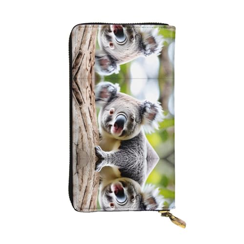 RTCVXZDSA Koala-Ledergeldbörse – vollständig bedrucktes Design, strapazierfähiges Kunstleder, Metall-Reißverschluss, mehrere Kartenfächer und Geldfach, perfekt für elegante Männer oder Frauen, ein von RTCVXZDSA