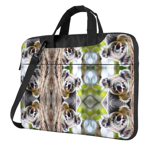 RTCVXZDSA Koala Stilvolle Laptoptasche mit Volldruck-Design – leichte und schützende 600D Oxford Polyester Tasche mit weichem Futter, perfekt für Arbeit, Reisen und Schule, Schwarz , 14 inch von RTCVXZDSA