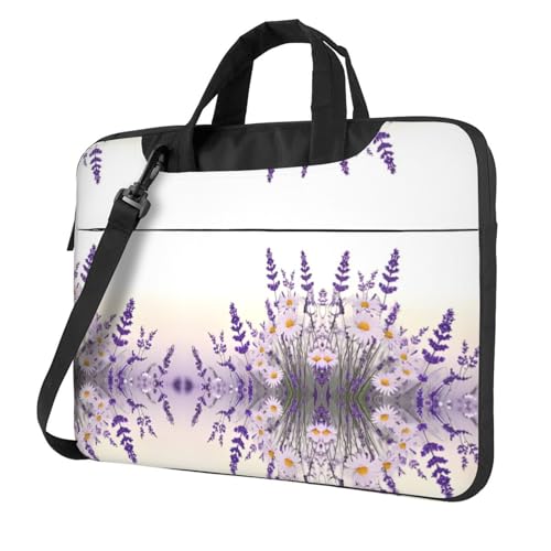 RTCVXZDSA Lavender Flower Stilvolle Laptoptasche mit Volldruck-Design - Leichte und schützende 600D Oxford Polyester Tasche mit weichem Futter, perfekt für Arbeit, Reisen & Schule, Schwarz , 15.6 inch von RTCVXZDSA