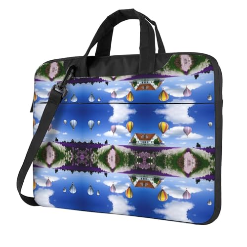 RTCVXZDSA Lavender Hot Air Balloon Stilvolle Laptoptasche mit Volldruck-Design - Leichte und schützende 600D Oxford Polyester Tasche mit weichem Futter, perfekt für Arbeit, Reisen & Schule, Schwarz von RTCVXZDSA