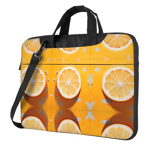 RTCVXZDSA Lemon Slice Stilvolle Laptoptasche mit Volldruck-Design, leichte und schützende 600D Oxford Polyester Tasche mit weichem Futter, perfekt für Arbeit, Reisen und Schule, Schwarz , 13 inch von RTCVXZDSA