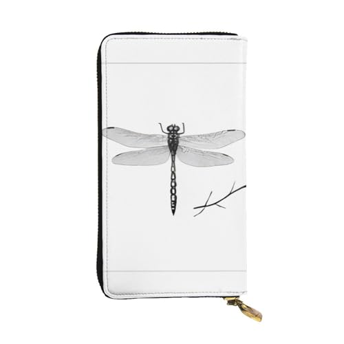 RTCVXZDSA Libellen-Ledergeldbörse – vollständig bedrucktes Design, strapazierfähiges Kunstleder, Metall-Reißverschluss, mehrere Kartenfächer und Geldfach, perfekt für elegante Männer oder Frauen, ein von RTCVXZDSA