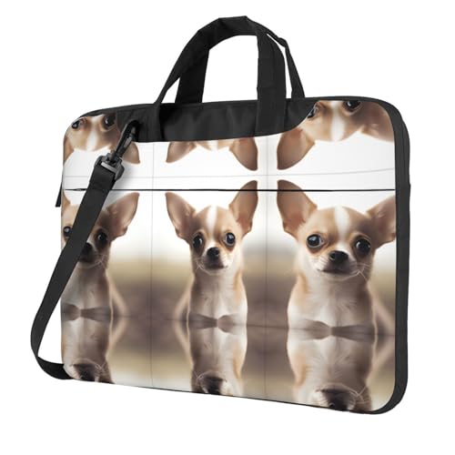 RTCVXZDSA Lustige Chihuahua Stilvolle Laptoptasche mit Volldruck Design - Leichte und schützende 600D Oxford Polyester Tasche mit weichem Futter, perfekt für Arbeit, Reisen & Schule, Schwarz , 14 inch von RTCVXZDSA