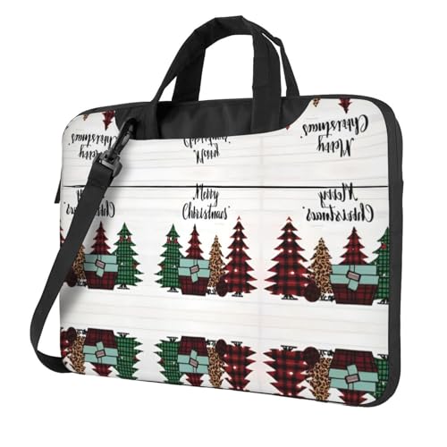 RTCVXZDSA Merry Christmas Stilvolle Laptoptasche mit Volldruck-Design – leichte und schützende 600D Oxford Polyester Tasche mit weichem Futter, perfekt für Arbeit, Reisen und Schule, Schwarz , 14 inch von RTCVXZDSA