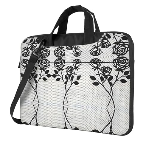 RTCVXZDSA Metal Rose Stilvolle Laptoptasche mit Volldruck-Design – leichte und schützende 600D Oxford Polyester Tasche mit weichem Futter, perfekt für Arbeit, Reisen und Schule, Schwarz , 14 inch von RTCVXZDSA