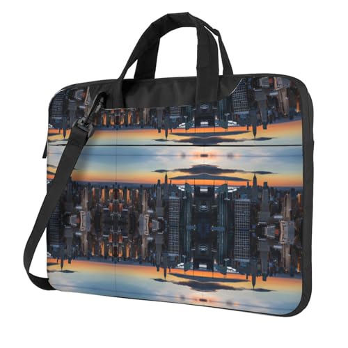 RTCVXZDSA New York City Print Stilvolle Laptoptasche mit Volldruck-Design - Leichte und schützende 600D Oxford Polyester Tasche mit weichem Futter, perfekt für Arbeit, Reisen & Schule, Schwarz , 15.6 von RTCVXZDSA