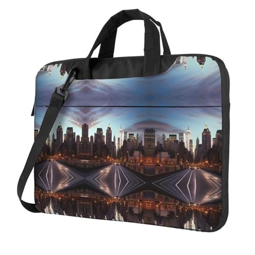 RTCVXZDSA New York City Stilvolle Laptoptasche mit Volldruck Design - Leichte und schützende 600D Oxford Polyester Tasche mit weichem Futter, perfekt für Arbeit, Reisen & Schule, Schwarz , 13 inch von RTCVXZDSA