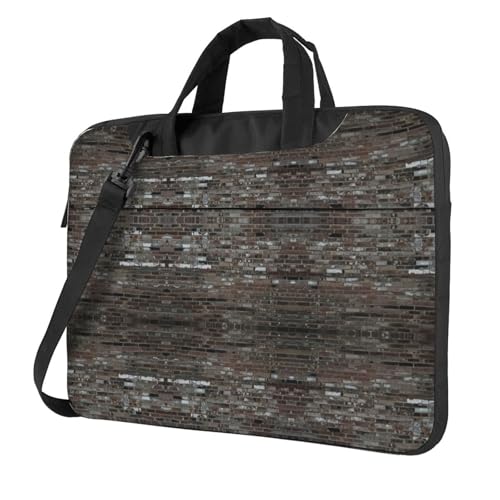 RTCVXZDSA Old Brick Wall Stilvolle Laptoptasche mit Volldruck-Design – leichte und schützende 600D Oxford Polyester Tasche mit weichem Futter, perfekt für Arbeit, Reisen und Schule, Schwarz , 14 inch von RTCVXZDSA