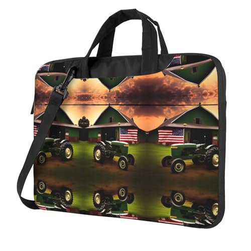 RTCVXZDSA Old Tractor Photo Farm Stilvolle Laptoptasche mit Volldruck-Design - Leichte und schützende 600D Oxford Polyester Tasche mit weichem Futter, perfekt für Arbeit, Reisen & Schule, Schwarz , 14 von RTCVXZDSA