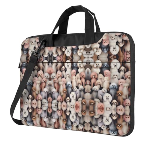 RTCVXZDSA Oodles Of Poodles Stilvolle Laptoptasche mit Volldruck-Design – leichte und schützende 600D Oxford-Polyester-Tasche mit weichem Futter, perfekt für Arbeit, Reisen und Schule, Schwarz , 13 von RTCVXZDSA