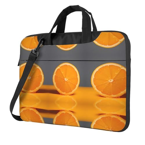 RTCVXZDSA Orange Slice Stilvolle Laptoptasche mit Volldruck-Design – leichte und schützende 600D Oxford Polyester Tasche mit weichem Futter, perfekt für Arbeit, Reisen & Schule, Schwarz , 13 inch von RTCVXZDSA