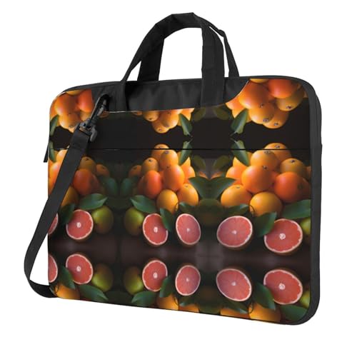 RTCVXZDSA Oranges and Tangerines Stilvolle Laptoptasche mit Volldruck-Design – leichte und schützende 600D-Oxford-Polyester-Tasche mit weichem Futter, perfekt für Arbeit, Reisen und Schule, Schwarz von RTCVXZDSA