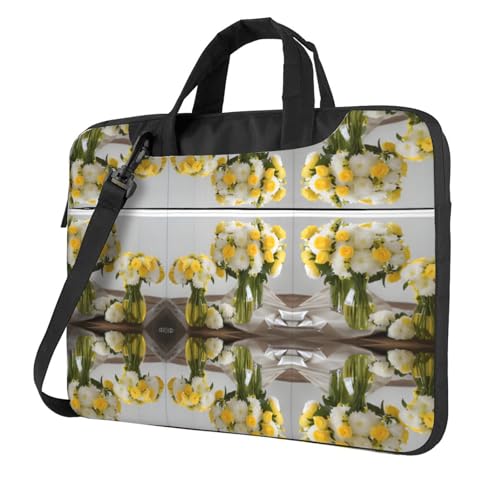 RTCVXZDSA Orchids Stilvolle Laptoptasche mit Volldruck-Design – leichte und schützende 600D Oxford Polyester Tasche mit weichem Futter, perfekt für Arbeit, Reisen und Schule, Schwarz , 13 inch von RTCVXZDSA