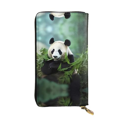 RTCVXZDSA Panda-Ledergeldbörse – voll bedrucktes Design, strapazierfähiges Kunstleder, Metall-Reißverschluss, mehrere Kartenfächer und Geldfach, perfekt für elegante Männer oder Frauen, ein stilvolles von RTCVXZDSA