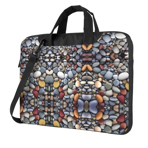 RTCVXZDSA Pebble Stone Stilvolle Laptoptasche mit Volldruck-Design – leichte und schützende 600D-Oxford-Polyester-Tasche mit weichem Futter, perfekt für Arbeit, Reisen und Schule, Schwarz , 13 inch von RTCVXZDSA
