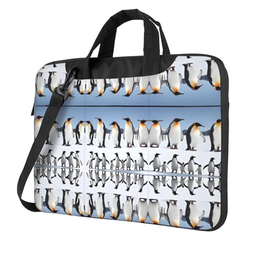 RTCVXZDSA Penguins Stilvolle Laptoptasche mit Volldruck-Design – leichte und schützende 600D Oxford Polyester Tasche mit weichem Futter, perfekt für Arbeit, Reisen und Schule, Schwarz , 14 inch von RTCVXZDSA