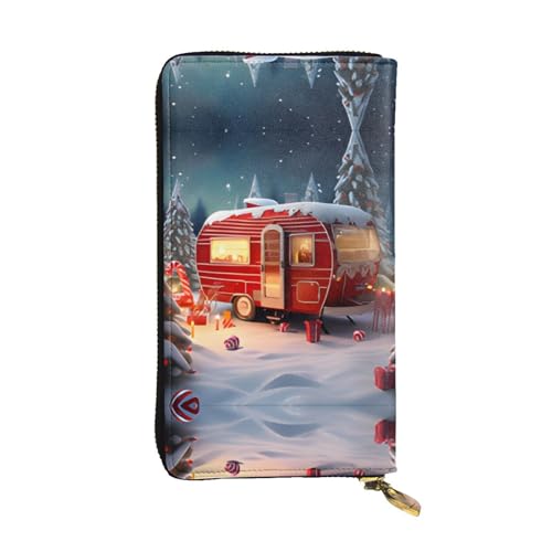 RTCVXZDSA Rote Ledergeldbörse – vollständig bedrucktes Design, strapazierfähiges Kunstleder, Metall-Reißverschluss, mehrere Kartenfächer und Geldfach, perfekt für elegante Männer oder Frauen, ein von RTCVXZDSA