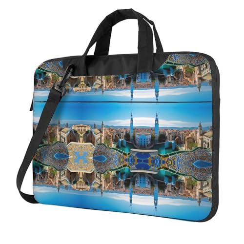 RTCVXZDSA Spanien Water City Stilvolle Laptoptasche mit Volldruck-Design - Leichte und schützende 600D Oxford Polyester Tasche mit weichem Futter, perfekt für Arbeit, Reisen & Schule, Schwarz , 13 von RTCVXZDSA