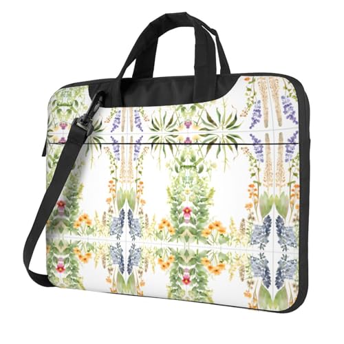 RTCVXZDSA Springtime Herb Garden Stilvolle Laptoptasche mit Volldruck-Design, leichte und schützende 600D Oxford Polyester Tasche mit weichem Futter, perfekt für Arbeit, Reisen und Schule, Schwarz von RTCVXZDSA