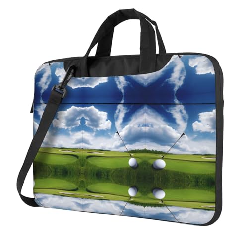 RTCVXZDSA Stilvolle Laptoptasche für Golfplatz mit Volldruck-Design, leichte und schützende 600D-Oxford-Polyester-Tasche mit weichem Futter, perfekt für Arbeit, Reisen und Schule, Schwarz , 14 inch von RTCVXZDSA