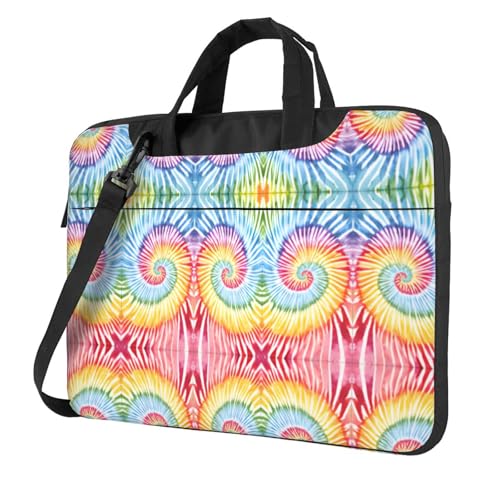 RTCVXZDSA Stilvolle Laptoptasche mit Batikdesign, leichte und schützende 600D-Oxford-Polyester-Tasche mit weichem Futter, perfekt für Arbeit, Reisen und Schule, Schwarz , 14 inch von RTCVXZDSA