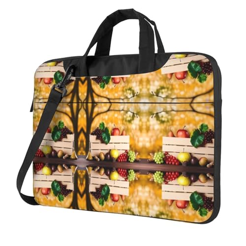RTCVXZDSA Stilvolle Laptoptasche mit Blättern und Früchten, Motiv: Herbstrote Blätter und Früchte – leichte und schützende 600D-Oxford-Polyester-Tasche mit weichem Futter, perfekt für Arbeit, Reisen von RTCVXZDSA