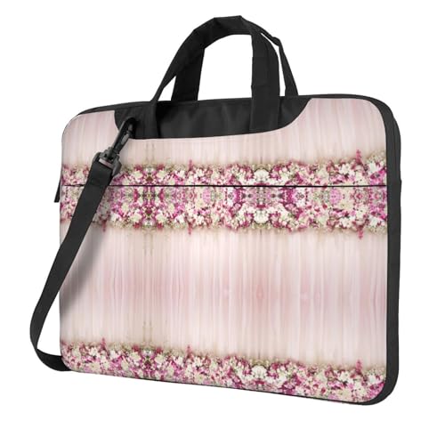 RTCVXZDSA Stilvolle Laptoptasche mit Blumenmuster und Volldruck-Design, leichte und schützende 600D-Oxford-Polyester-Tasche mit weichem Futter, perfekt für Arbeit, Reisen und Schule, Schwarz , 13 inch von RTCVXZDSA