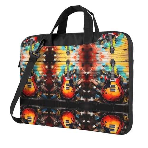 RTCVXZDSA Stilvolle Laptoptasche mit Full-Print-Design – leichte und schützende 600D-Oxford-Polyester-Tasche mit weichem Futter, perfekt für Arbeit, Reisen und Schule, Schwarz , 14 inch von RTCVXZDSA