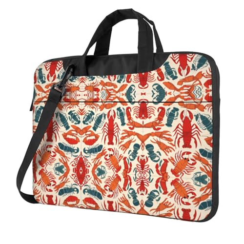 RTCVXZDSA Stilvolle Laptoptasche mit Hummer und Krabbe, mit Volldruck-Design, leichte und schützende 600D-Oxford-Polyester-Tasche mit weichem Futter, perfekt für Arbeit, Reisen und Schule, Schwarz von RTCVXZDSA