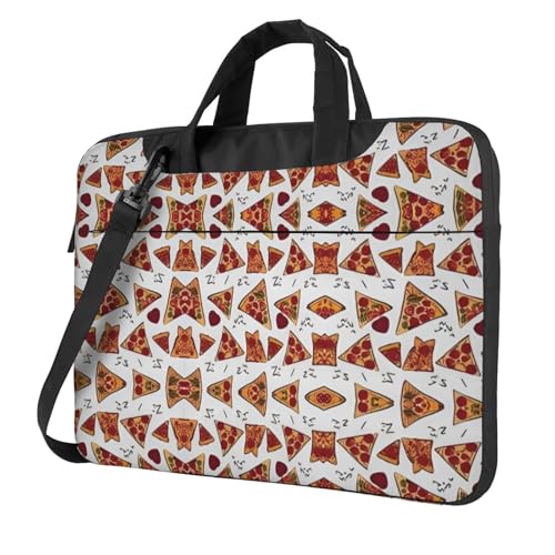 RTCVXZDSA Stilvolle Laptoptasche mit Pizza-Muster, vollflächiges Design, leichte und schützende 600D-Oxford-Polyester-Tasche mit weichem Futter, perfekt für Arbeit, Reisen und Schule, Schwarz , 13 von RTCVXZDSA