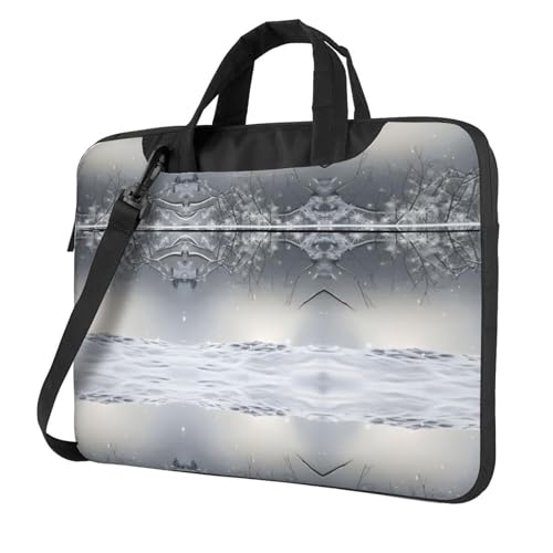 RTCVXZDSA Stilvolle Laptoptasche mit Schneeflocken-Kiefer mit Volldruck-Design, leichte und schützende 600D-Oxford-Polyester-Tasche mit weichem Futter, perfekt für Arbeit, Reisen und Schule, Schwarz von RTCVXZDSA