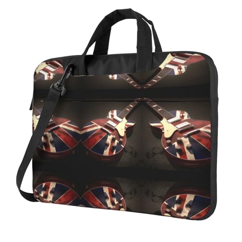 RTCVXZDSA Stilvolle Laptoptasche mit britischer Flagge, mit Volldruck-Design, leichte und schützende 600D-Oxford-Polyester-Tasche mit weichem Futter, perfekt für Arbeit, Reisen und Schule, Schwarz von RTCVXZDSA