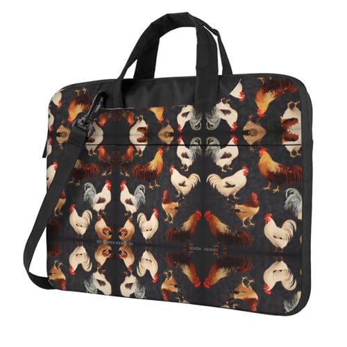 RTCVXZDSA Stilvolle Laptoptasche mit französischem Hahn-Design – leichte und schützende 600D-Oxford-Polyester-Tasche mit weichem Futter, perfekt für Arbeit, Reisen und Schule, Schwarz , 13 inch von RTCVXZDSA