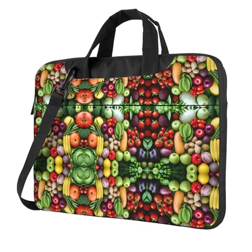 RTCVXZDSA Stilvolle Laptoptasche mit frischem Obst und Gemüse, mit Volldruck-Design, leichte und schützende 600D-Oxford-Polyester-Tasche mit weichem Futter, perfekt für Arbeit, Reisen und Schule von RTCVXZDSA