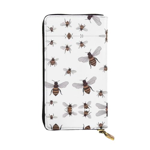 RTCVXZDSA Unny Bees Geldbörse aus Leder, voll bedrucktes Design, strapazierfähiges Kunstleder, Metall-Reißverschluss, mehrere Kartenfächer und Geldfach, perfekt für elegante Männer oder Frauen, ein von RTCVXZDSA
