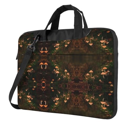 RTCVXZDSA Wild Mushroom Stilvolle Laptoptasche mit Volldruck-Design, leichte und schützende 600D Oxford Polyester Tasche mit weichem Futter, perfekt für Arbeit, Reisen und Schule, Schwarz , 14 inch von RTCVXZDSA