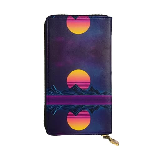 Retrowave Pictures Ledergeldbörse – vollständig bedrucktes Design, strapazierfähiges Kunstleder, Metall-Reißverschluss, mehrere Kartenfächer und Geldfach, perfekt für elegante Männer oder Frauen, ein von RTCVXZDSA