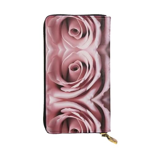 Rose Geldbörse aus Leder – voll bedrucktes Design, strapazierfähiges Kunstleder, Metall-Reißverschluss, mehrere Kartenfächer und Geldfach, perfekt für elegante Männer oder Frauen, ein stilvolles und von RTCVXZDSA