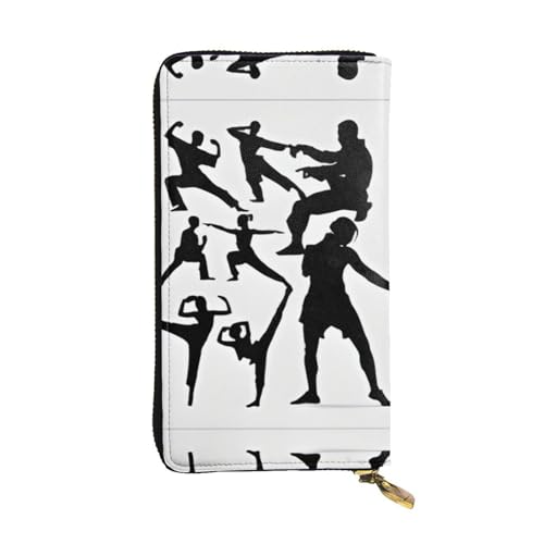 Silhouetten von Kampfleder-Geldbörse – vollständig bedrucktes Design, strapazierfähiges Kunstleder, Metall-Reißverschluss, mehrere Kartenfächer und Geldfach, perfekt für elegante Männer oder Frauen von RTCVXZDSA