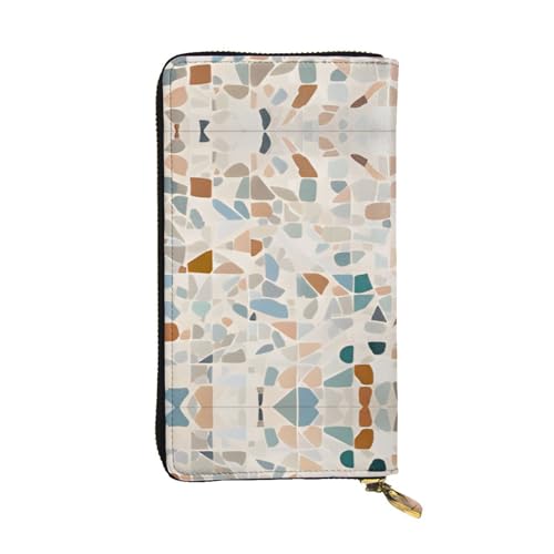 Terrazzo Geldbörse aus Marmor-Pastellleder, vollständig bedrucktes Design, strapazierfähiges Kunstleder, Metall-Reißverschluss, mehrere Kartenfächer und Geldfach, perfekt für elegante Männer oder von RTCVXZDSA