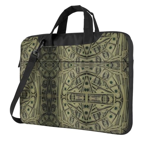 Us Dollar Money Stilvolle Laptoptasche mit Volldruck-Design, leichte und schützende 600D Oxford Polyester Tasche mit weichem Futter, perfekt für Arbeit, Reisen und Schule, Schwarz , 15.6 inch von RTCVXZDSA