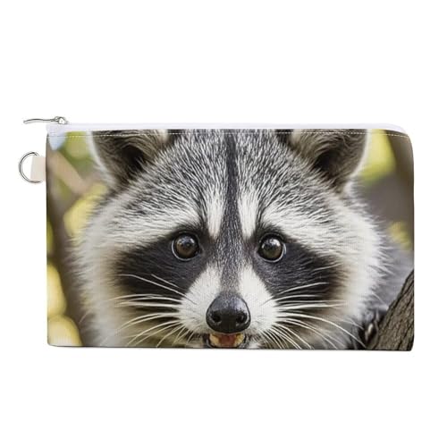 Big Tiger Münzgeldbörse aus Segeltuch, niedliches Kleingeld, kleine Aufbewahrungstasche mit Reißverschluss, Waschbär, Einheitsgröße, Blumen und Tiere von RTFGHJS