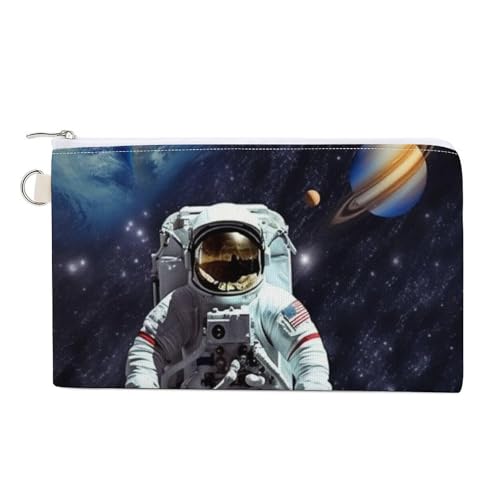 Elegante Geldbörse mit Rosenblüte, Segeltuch, niedliches Kleingeld, kleine Aufbewahrungstasche mit Reißverschluss, Astronaut, Einheitsgröße, Blumen und Tiere von RTFGHJS