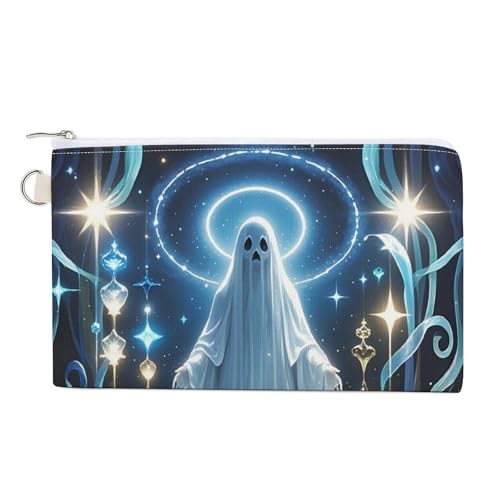 Ghosts Dance with Magic Coin Purse Canvas Wallet Cute Change Purse Small Storage Bag with Zipper, Geister tanzen mit Magie, Einheitsgröße, Blumen und Tiere von RTFGHJS